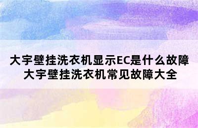 大宇壁挂洗衣机显示EC是什么故障 大宇壁挂洗衣机常见故障大全